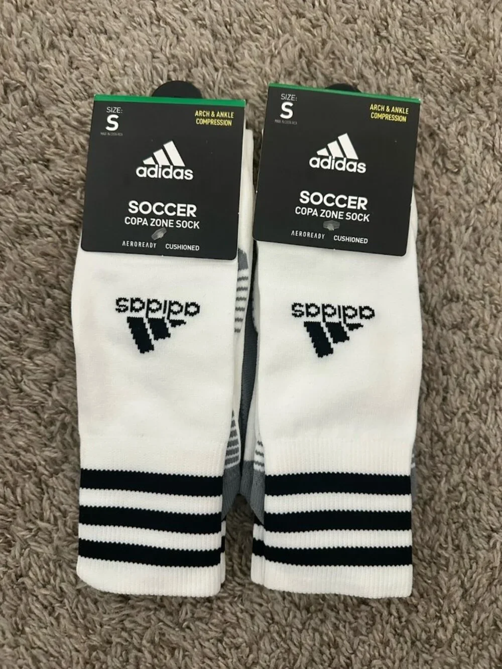 2X Adidas Copa Zone Cushion Climalite Soccer Socks Black White Size Small